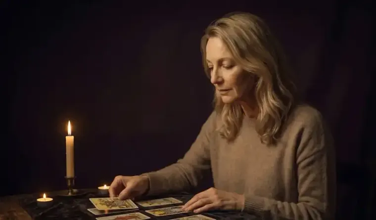 Vesper laying out a tarot spread